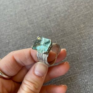 Silpada Sterling Silver Ring with Blue Glass Gem